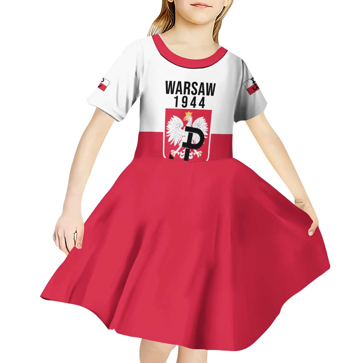 Personalized Warsaw Uprising 1944 Poland Kid Short Sleeve Dress White Eagle Kotwica Bóg Honor Ojczyzna