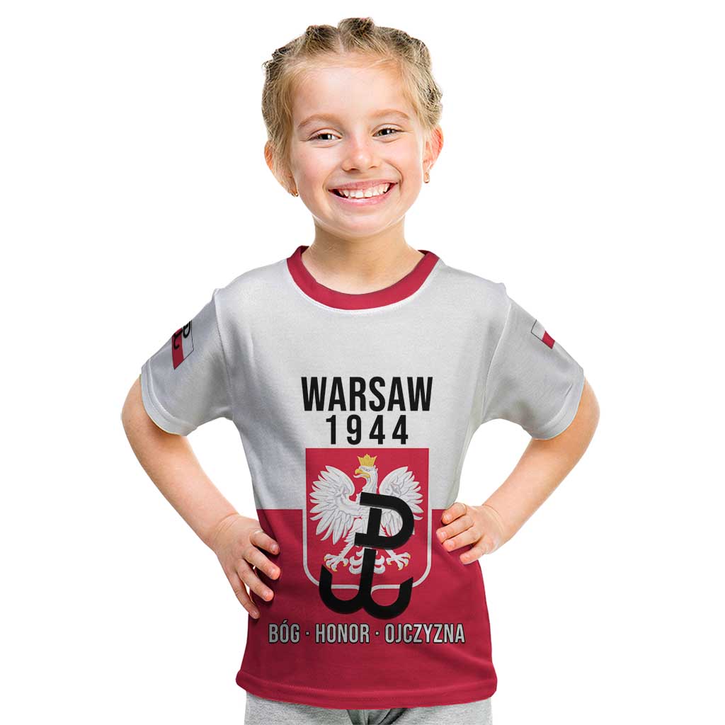 Personalized Warsaw Uprising 1944 Poland Kid T Shirt White Eagle Kotwica Bóg Honor Ojczyzna