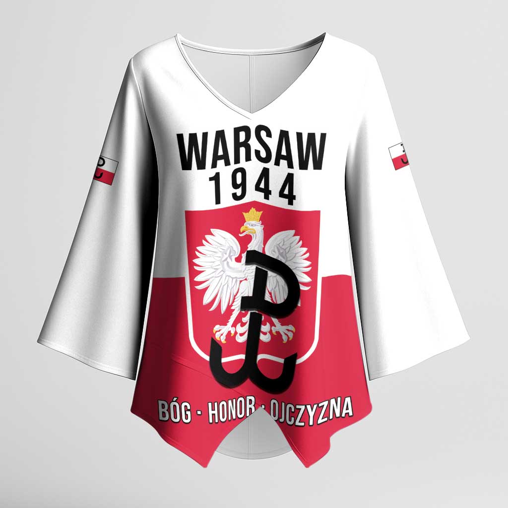 Personalized Warsaw Uprising 1944 Poland Kimono Sleeve Blouse White Eagle Kotwica Bóg Honor Ojczyzna
