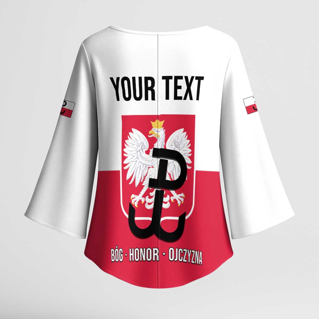 Personalized Warsaw Uprising 1944 Poland Kimono Sleeve Blouse White Eagle Kotwica Bóg Honor Ojczyzna