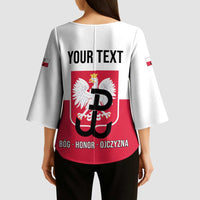 Personalized Warsaw Uprising 1944 Poland Kimono Sleeve Blouse White Eagle Kotwica Bóg Honor Ojczyzna