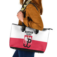 Warsaw Uprising 1944 Poland Leather Tote Bag White Eagle Kotwica Bóg Honor Ojczyzna