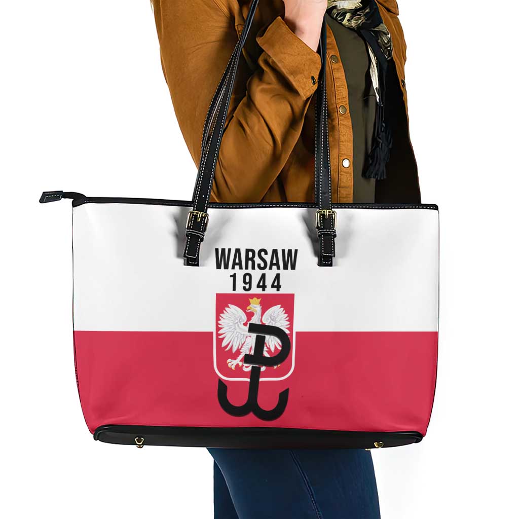 Warsaw Uprising 1944 Poland Leather Tote Bag White Eagle Kotwica Bóg Honor Ojczyzna