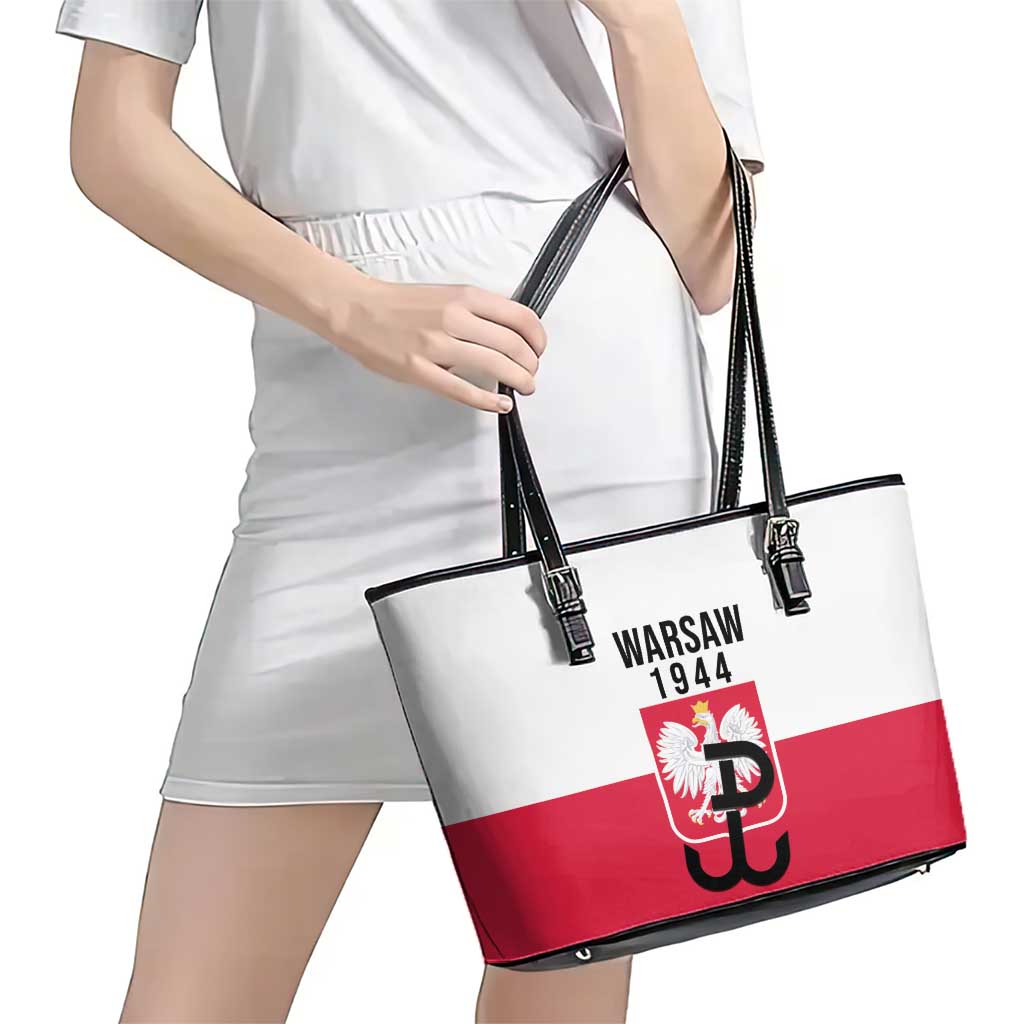 Warsaw Uprising 1944 Poland Leather Tote Bag White Eagle Kotwica Bóg Honor Ojczyzna