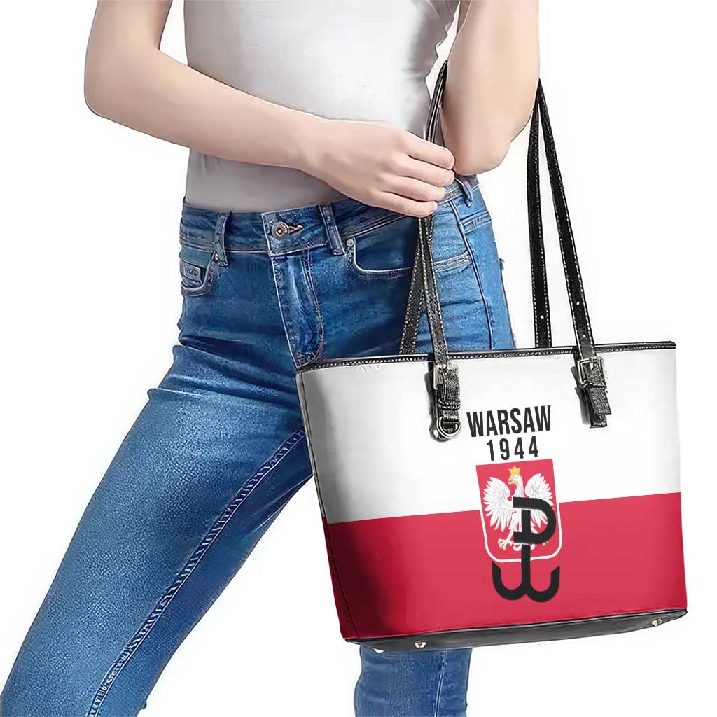 Warsaw Uprising 1944 Poland Leather Tote Bag White Eagle Kotwica Bóg Honor Ojczyzna