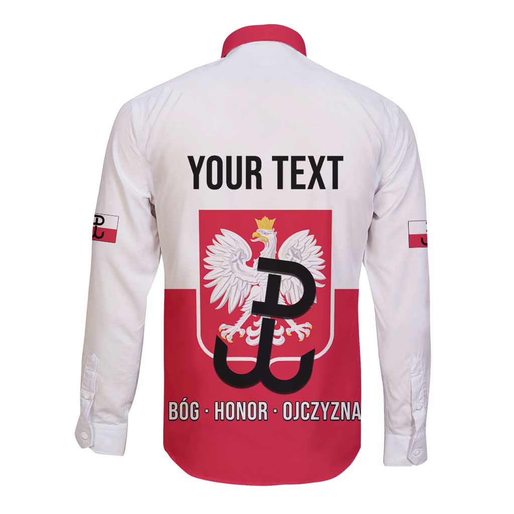 Personalized Warsaw Uprising 1944 Poland Long Sleeve Button Shirt White Eagle Kotwica Bóg Honor Ojczyzna