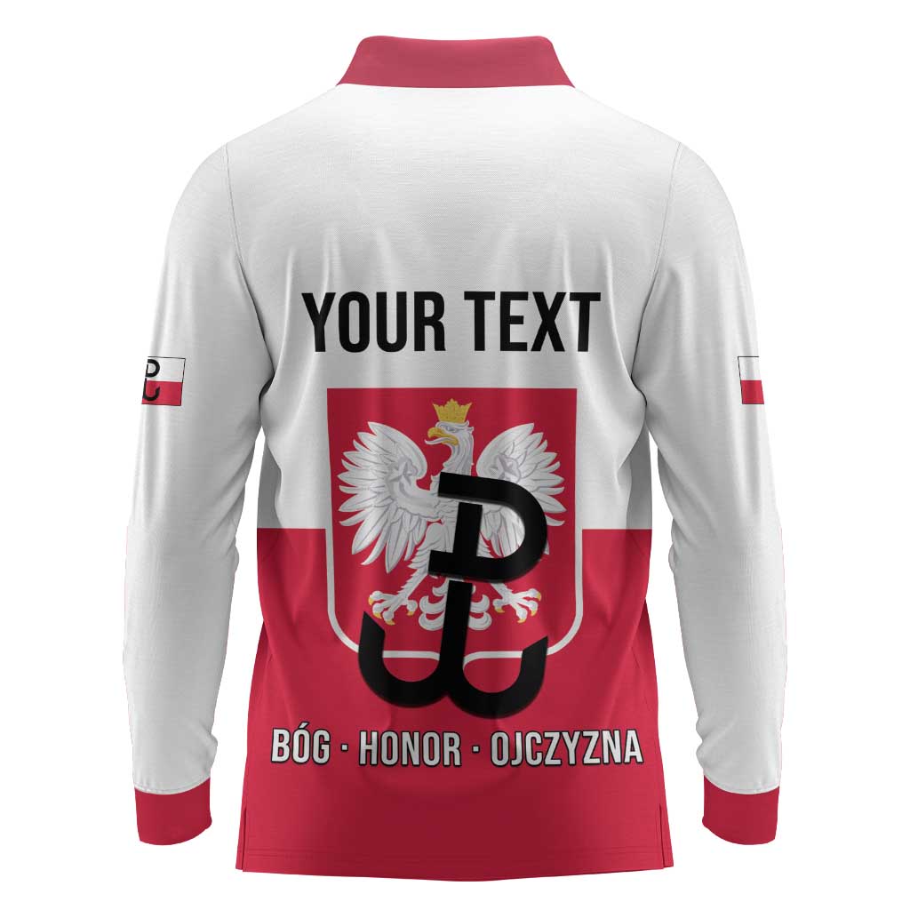Personalized Warsaw Uprising 1944 Poland Long Sleeve Polo Shirt White Eagle Kotwica Bóg Honor Ojczyzna