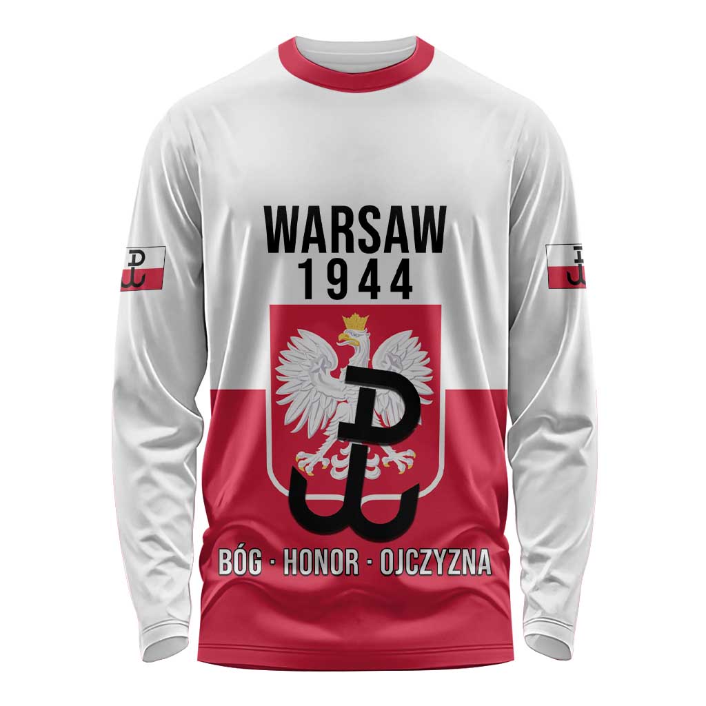 Personalized Warsaw Uprising 1944 Poland Long Sleeve Shirt White Eagle Kotwica Bóg Honor Ojczyzna