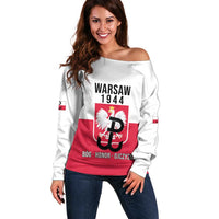 Personalized Warsaw Uprising 1944 Poland Off Shoulder Sweater White Eagle Kotwica Bóg Honor Ojczyzna