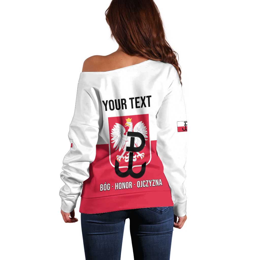 Personalized Warsaw Uprising 1944 Poland Off Shoulder Sweater White Eagle Kotwica Bóg Honor Ojczyzna