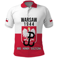 Personalized Warsaw Uprising 1944 Poland Polo Shirt White Eagle Kotwica Bóg Honor Ojczyzna