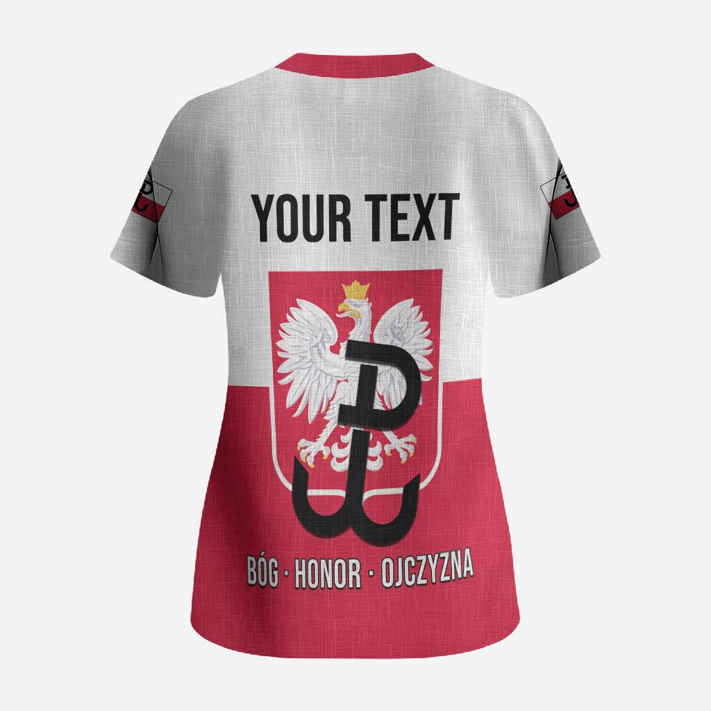 Personalized Warsaw Uprising 1944 Poland Scrub Top White Eagle Kotwica Bóg Honor Ojczyzna