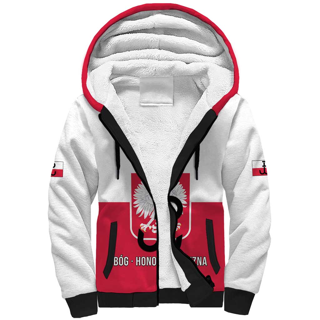 Personalized Warsaw Uprising 1944 Poland Sherpa Hoodie White Eagle Kotwica Bóg Honor Ojczyzna