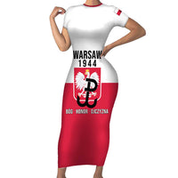 Personalized Warsaw Uprising 1944 Poland Short Sleeve Bodycon Dress White Eagle Kotwica Bóg Honor Ojczyzna