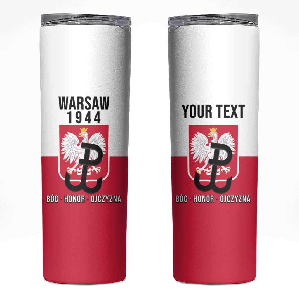 Personalized Warsaw Uprising 1944 Poland Skinny Tumbler White Eagle Kotwica Bóg Honor Ojczyzna