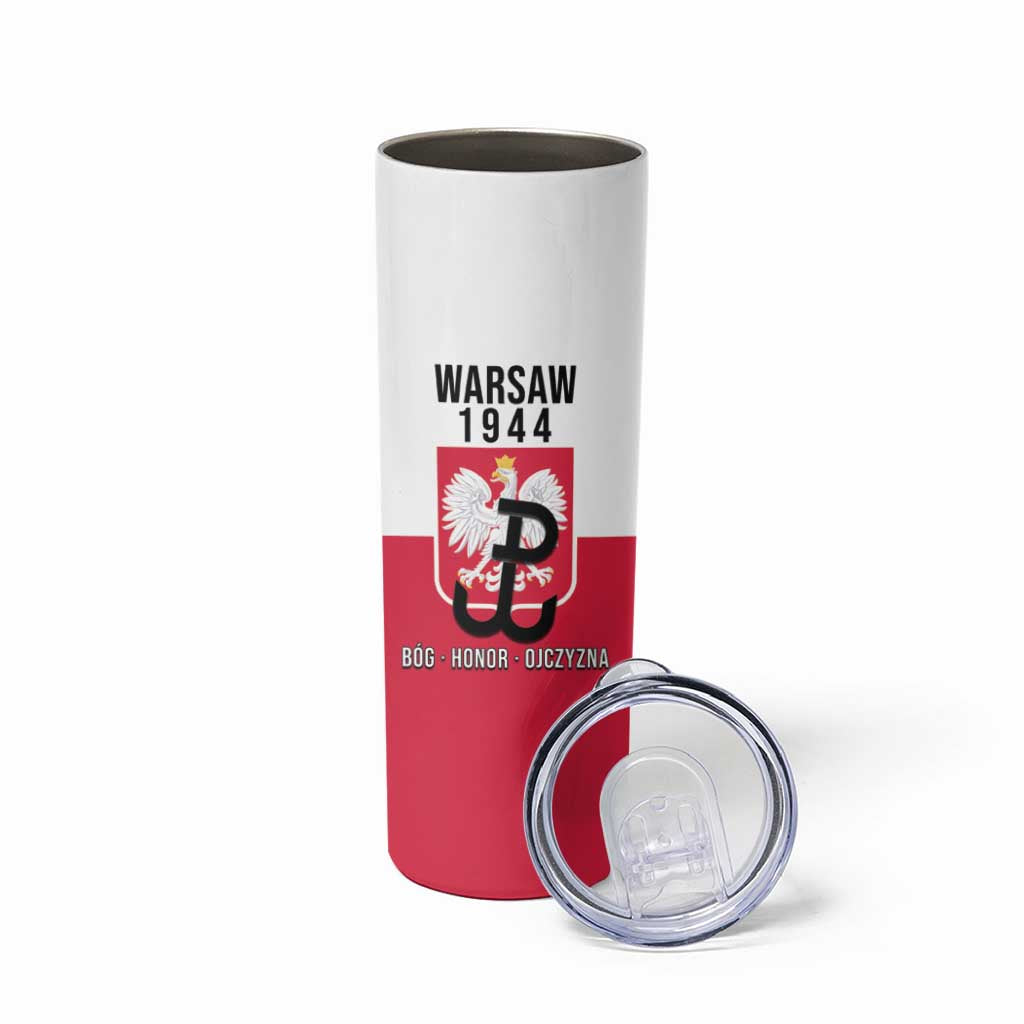 Personalized Warsaw Uprising 1944 Poland Skinny Tumbler White Eagle Kotwica Bóg Honor Ojczyzna