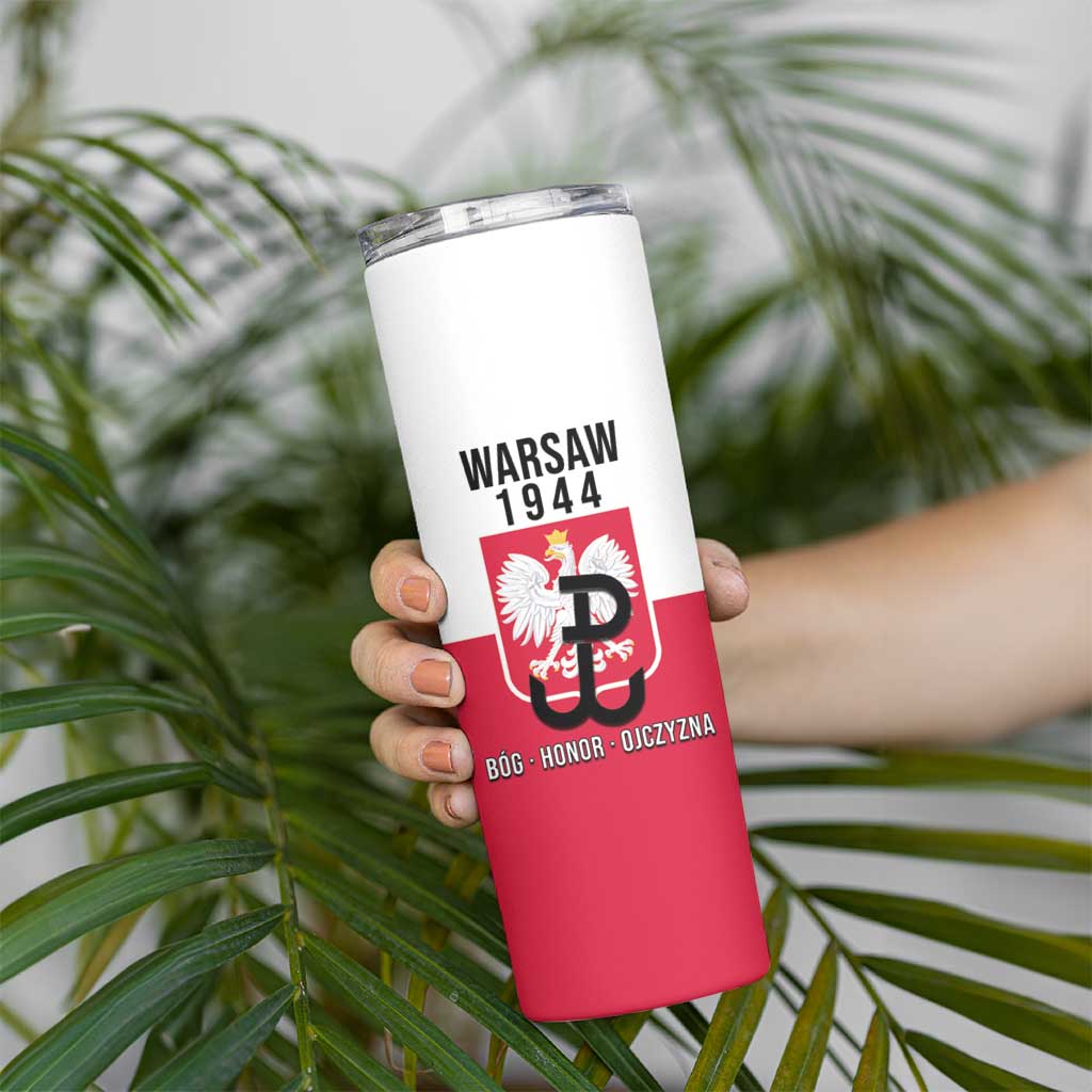 Personalized Warsaw Uprising 1944 Poland Skinny Tumbler White Eagle Kotwica Bóg Honor Ojczyzna