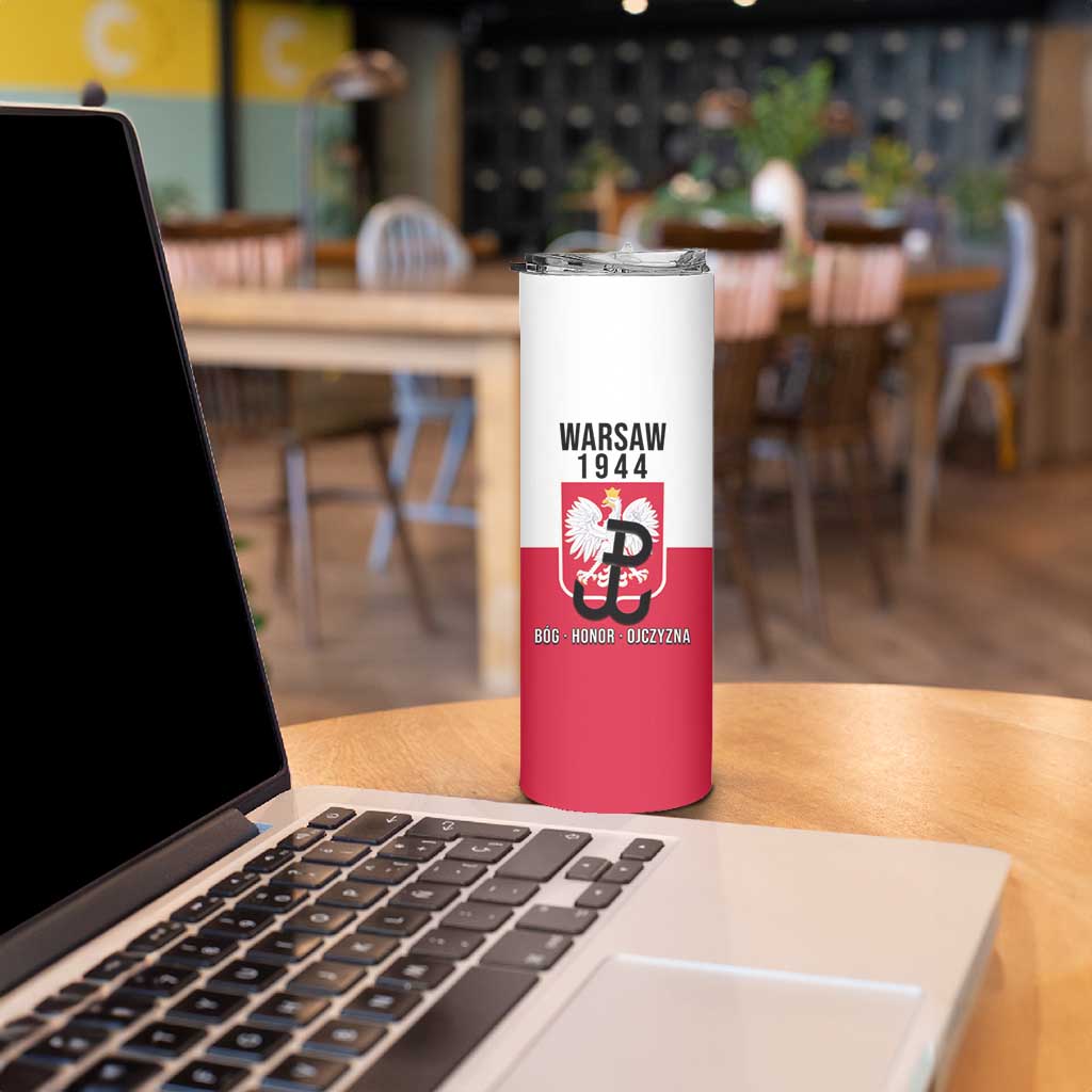 Personalized Warsaw Uprising 1944 Poland Skinny Tumbler White Eagle Kotwica Bóg Honor Ojczyzna
