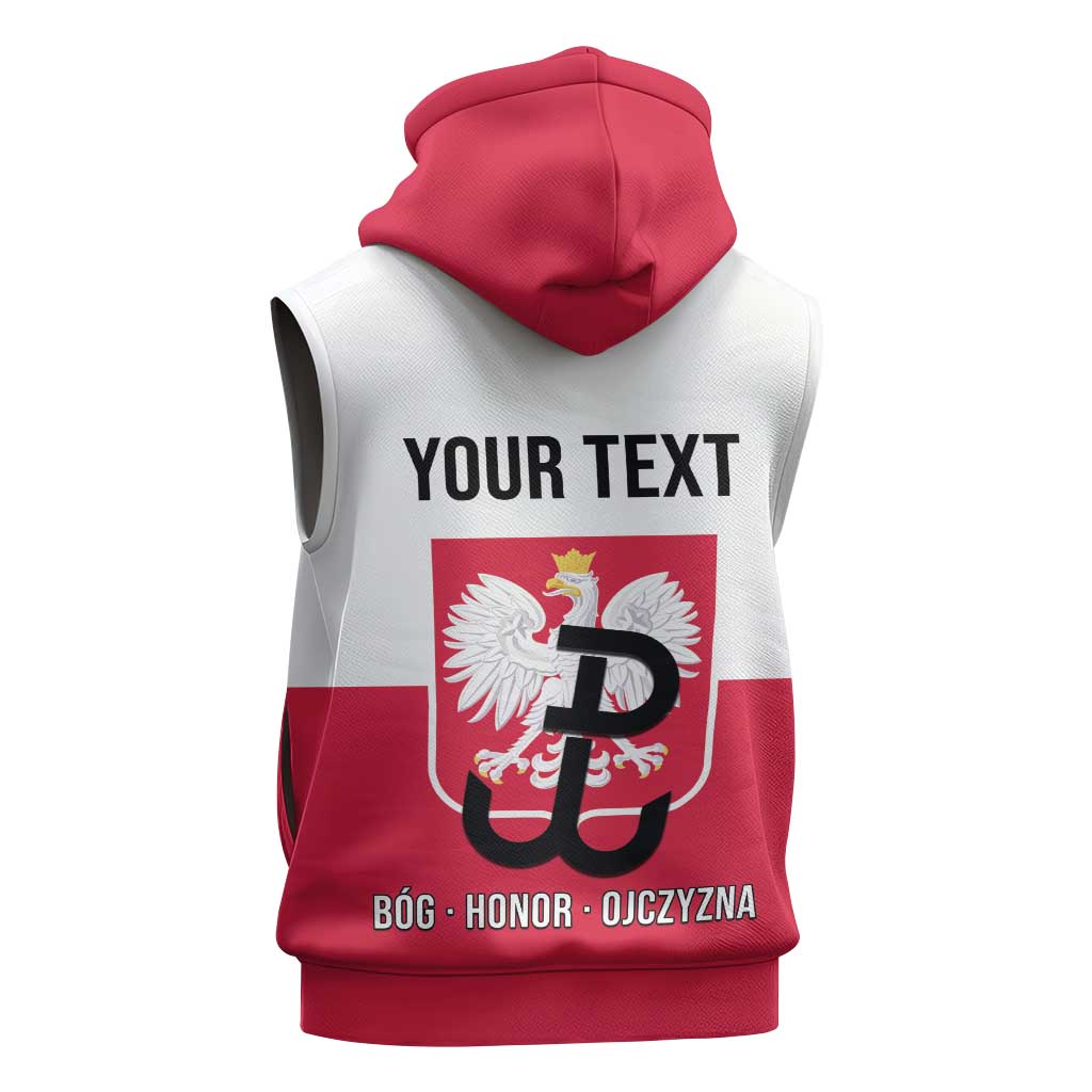 Personalized Warsaw Uprising 1944 Poland Sleeveless Hoodie White Eagle Kotwica Bóg Honor Ojczyzna