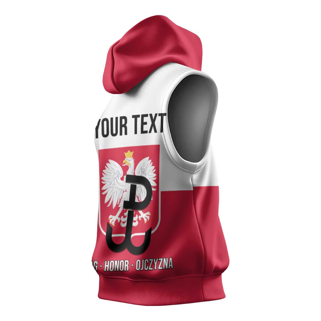 Personalized Warsaw Uprising 1944 Poland Sleeveless Hoodie White Eagle Kotwica Bóg Honor Ojczyzna