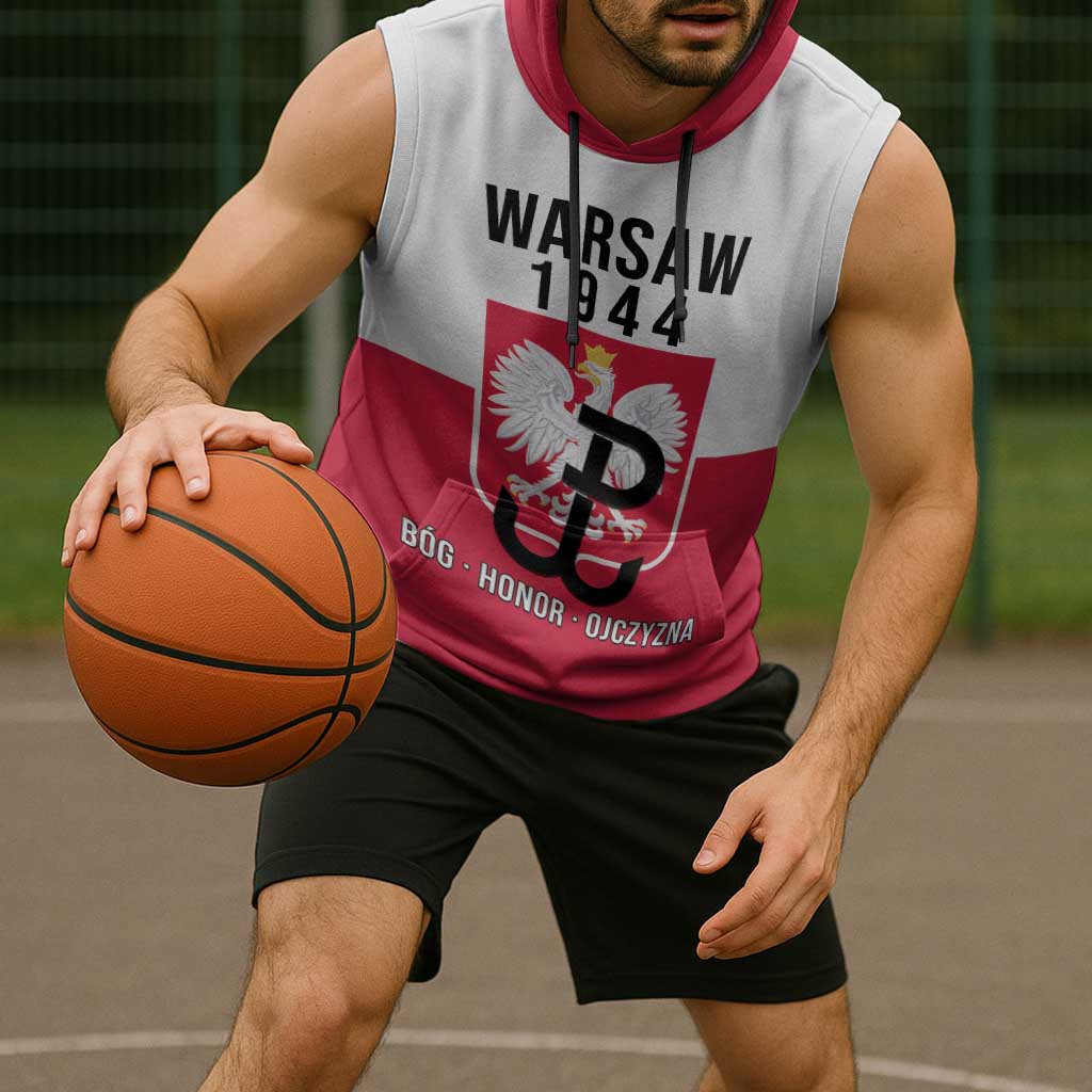 Personalized Warsaw Uprising 1944 Poland Sleeveless Hoodie White Eagle Kotwica Bóg Honor Ojczyzna