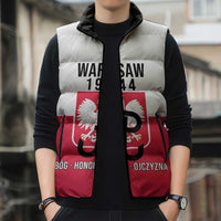 Personalized Warsaw Uprising 1944 Poland Sleeveless Puffer Jacket White Eagle Kotwica Bóg Honor Ojczyzna