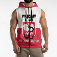 Personalized Warsaw Uprising 1944 Poland Sleeveless Zip Hoodie White Eagle Kotwica Bóg Honor Ojczyzna