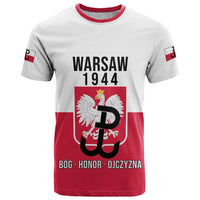 Personalized Warsaw Uprising 1944 Poland T Shirt White Eagle Kotwica Bóg Honor Ojczyzna