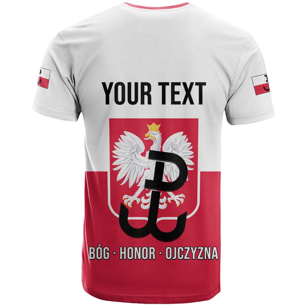 Personalized Warsaw Uprising 1944 Poland T Shirt White Eagle Kotwica Bóg Honor Ojczyzna