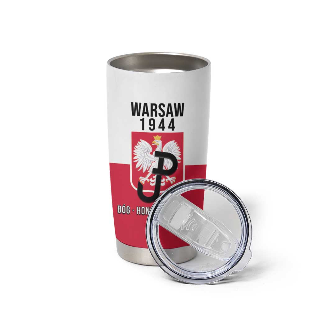 Personalized Warsaw Uprising 1944 Poland Tumbler Cup White Eagle Kotwica Bóg Honor Ojczyzna