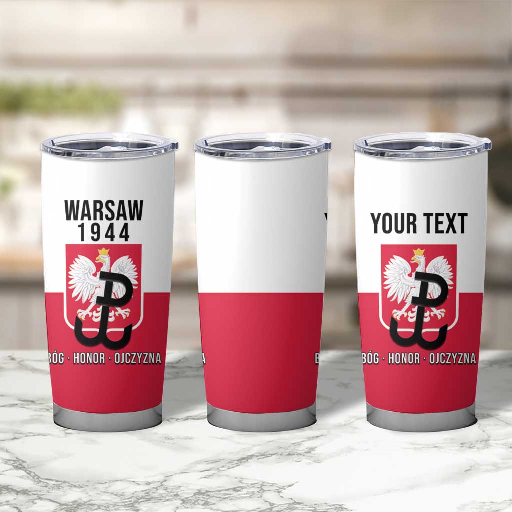 Personalized Warsaw Uprising 1944 Poland Tumbler Cup White Eagle Kotwica Bóg Honor Ojczyzna