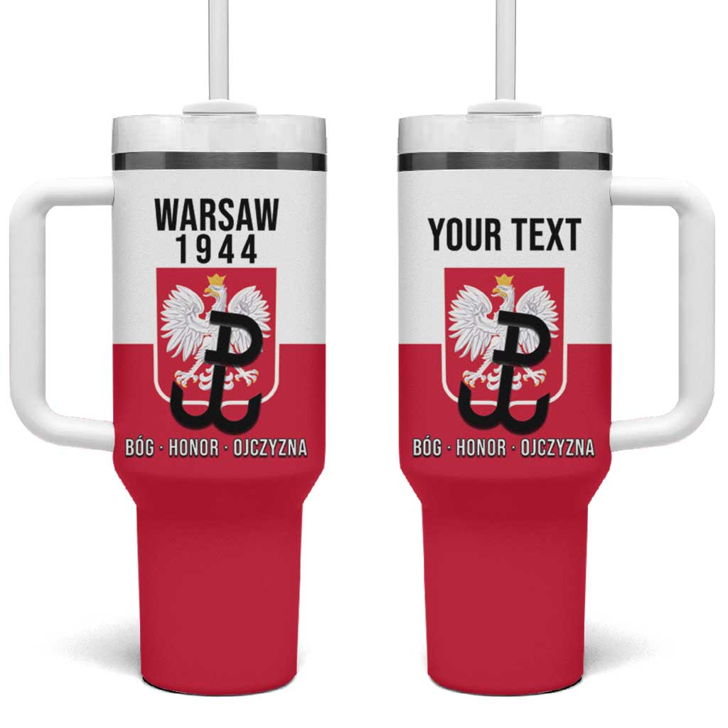 Personalized Warsaw Uprising 1944 Poland Tumbler With Handle White Eagle Kotwica Bóg Honor Ojczyzna