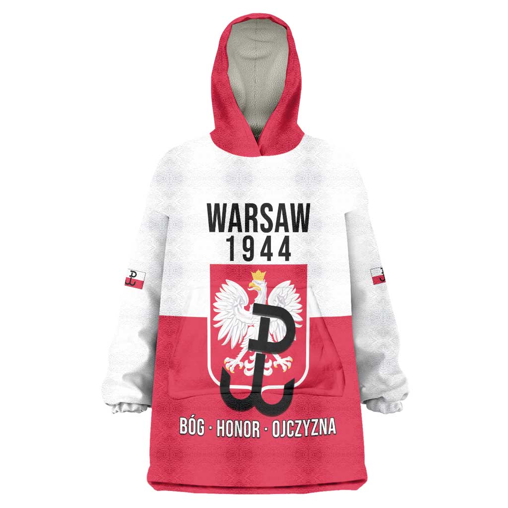 Personalized Warsaw Uprising 1944 Poland Wearable Blanket Hoodie White Eagle Kotwica Bóg Honor Ojczyzna