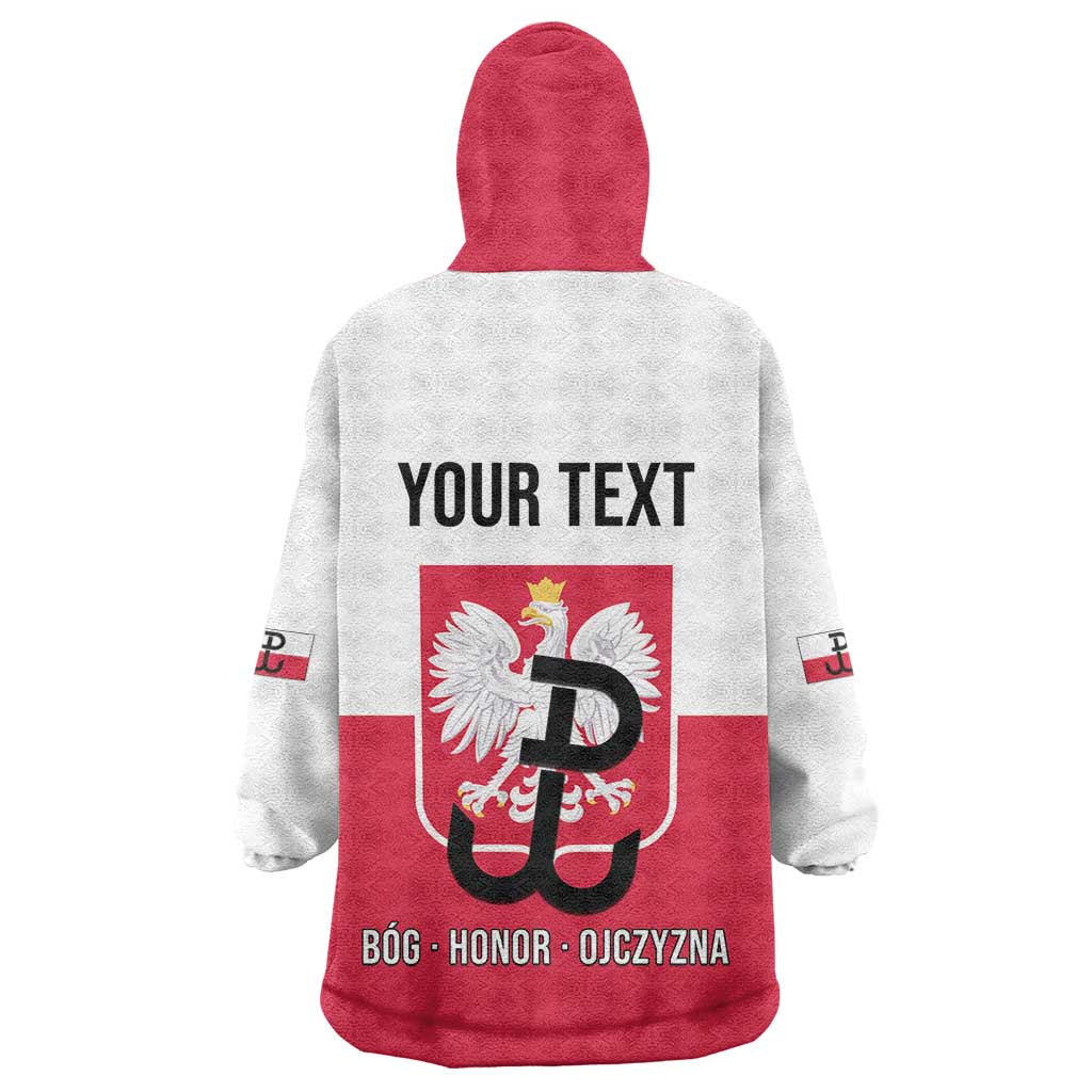 Personalized Warsaw Uprising 1944 Poland Wearable Blanket Hoodie White Eagle Kotwica Bóg Honor Ojczyzna