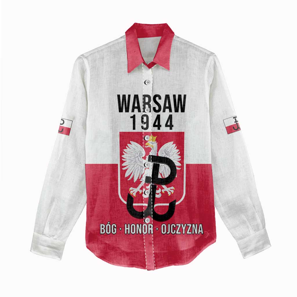 Personalized Warsaw Uprising 1944 Poland Women Casual Shirt White Eagle Kotwica Bóg Honor Ojczyzna