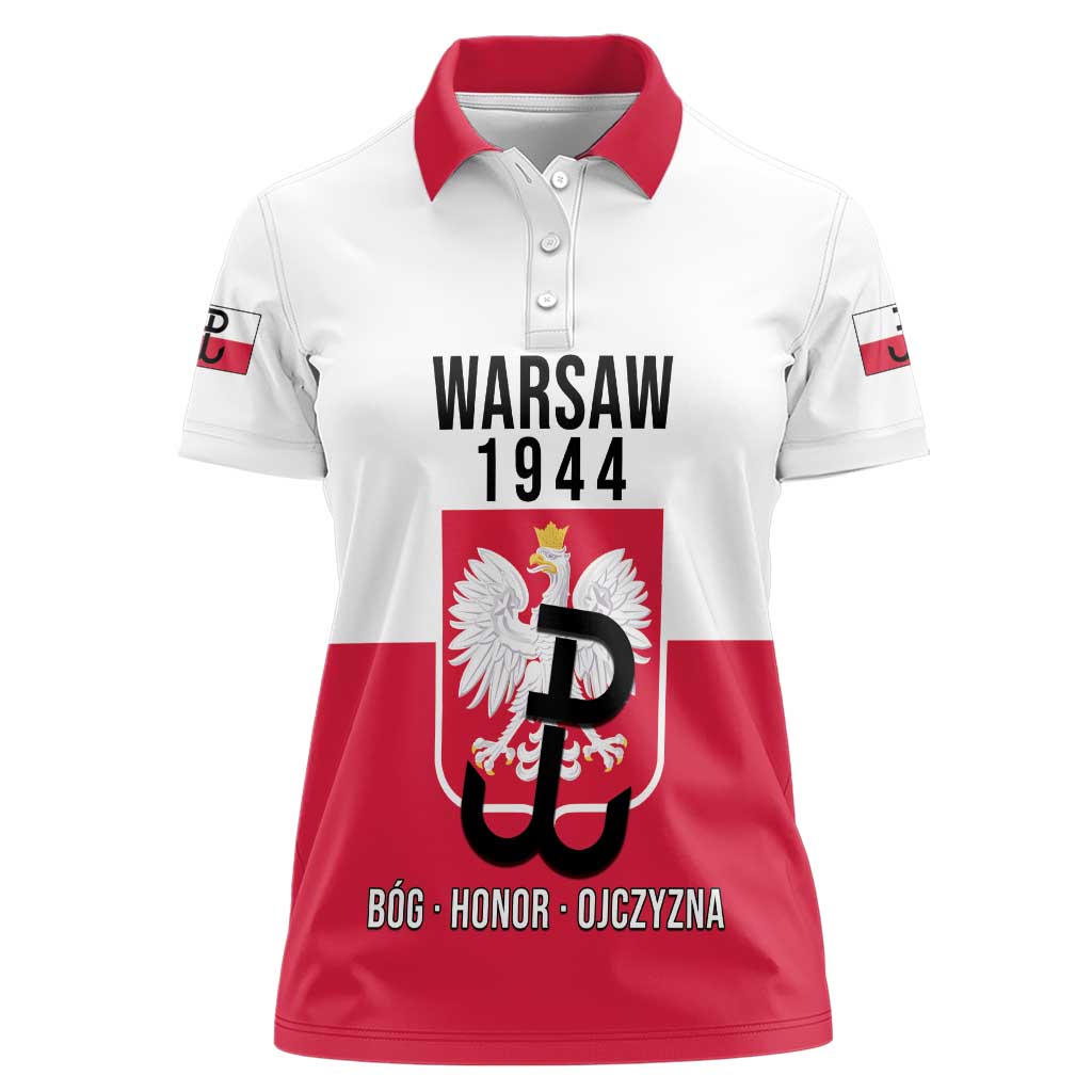 Personalized Warsaw Uprising 1944 Poland Women Polo Shirt White Eagle Kotwica Bóg Honor Ojczyzna