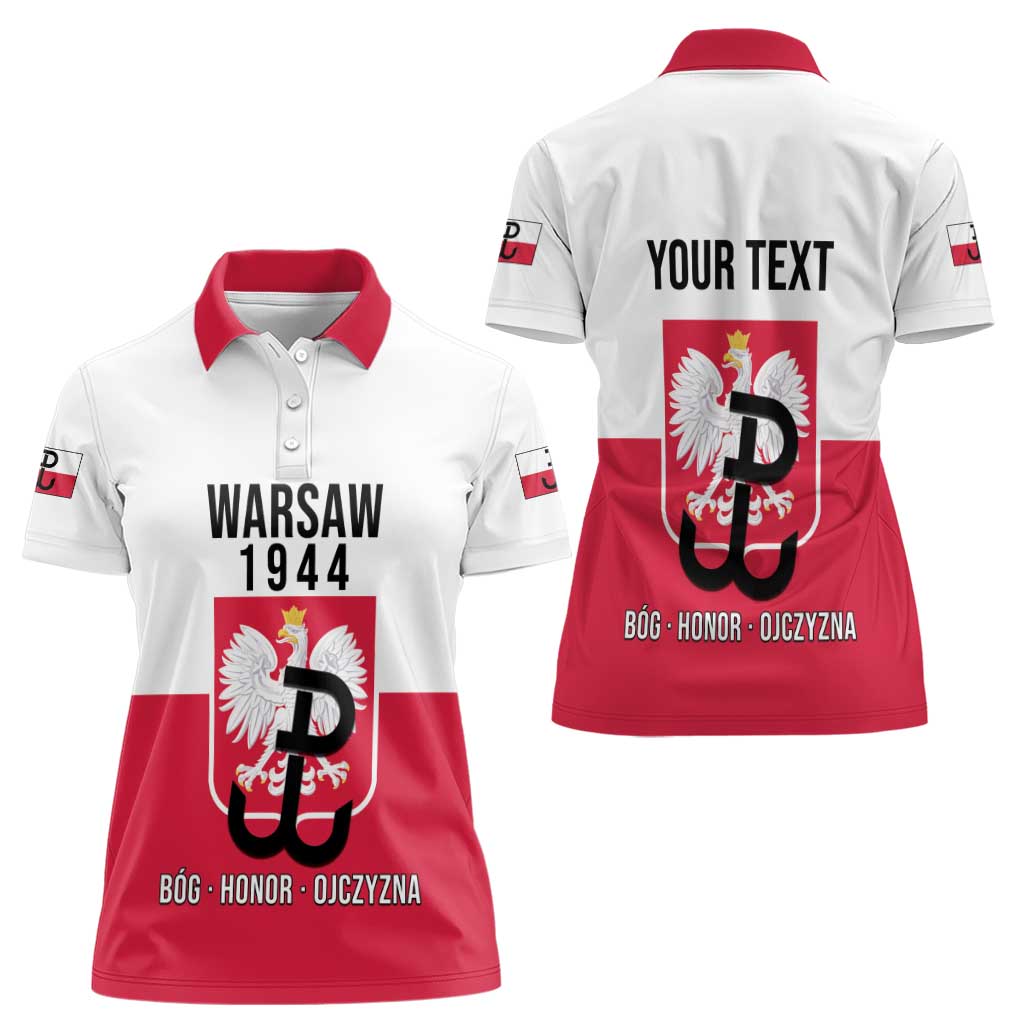 Personalized Warsaw Uprising 1944 Poland Women Polo Shirt White Eagle Kotwica Bóg Honor Ojczyzna