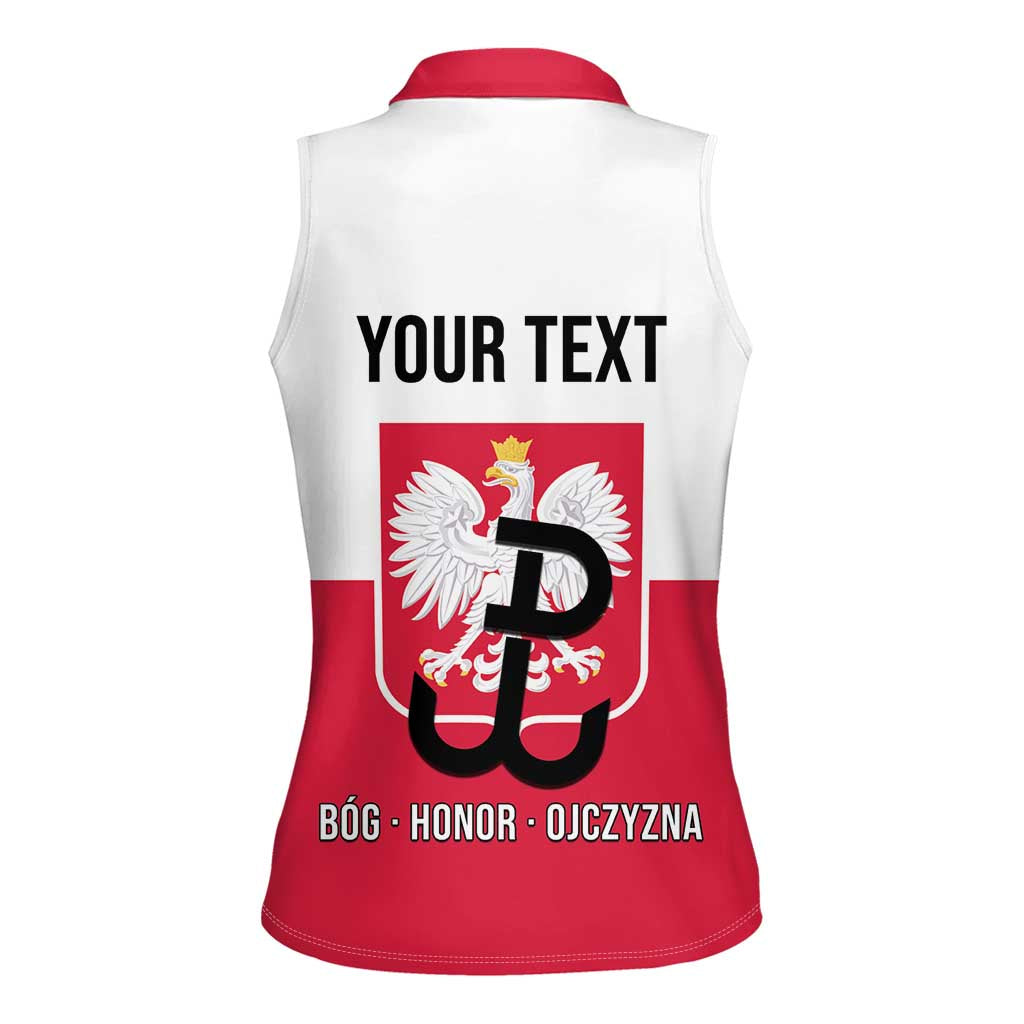 Personalized Warsaw Uprising 1944 Poland Women Sleeveless Polo Shirt White Eagle Kotwica Bóg Honor Ojczyzna