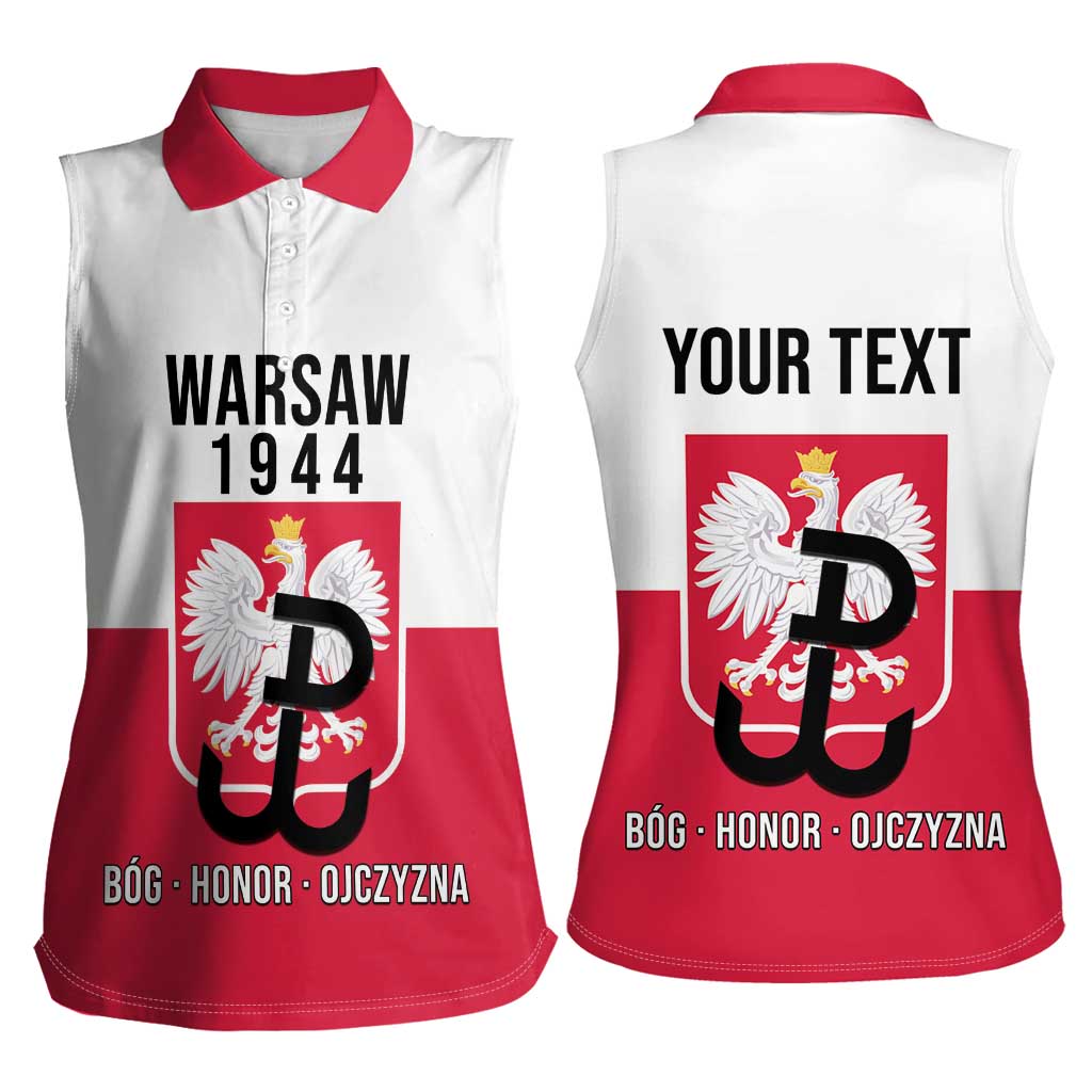 Personalized Warsaw Uprising 1944 Poland Women Sleeveless Polo Shirt White Eagle Kotwica Bóg Honor Ojczyzna