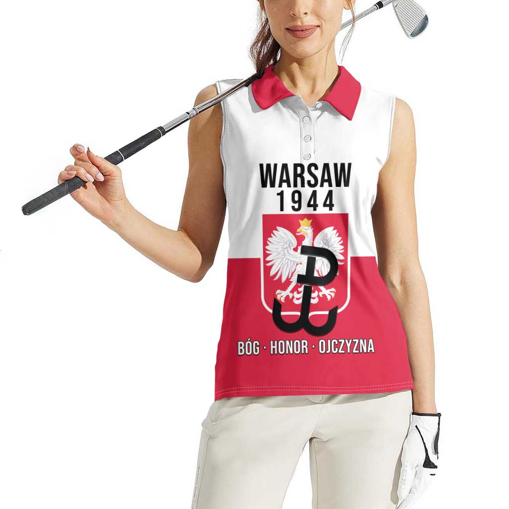 Personalized Warsaw Uprising 1944 Poland Women Sleeveless Polo Shirt White Eagle Kotwica Bóg Honor Ojczyzna