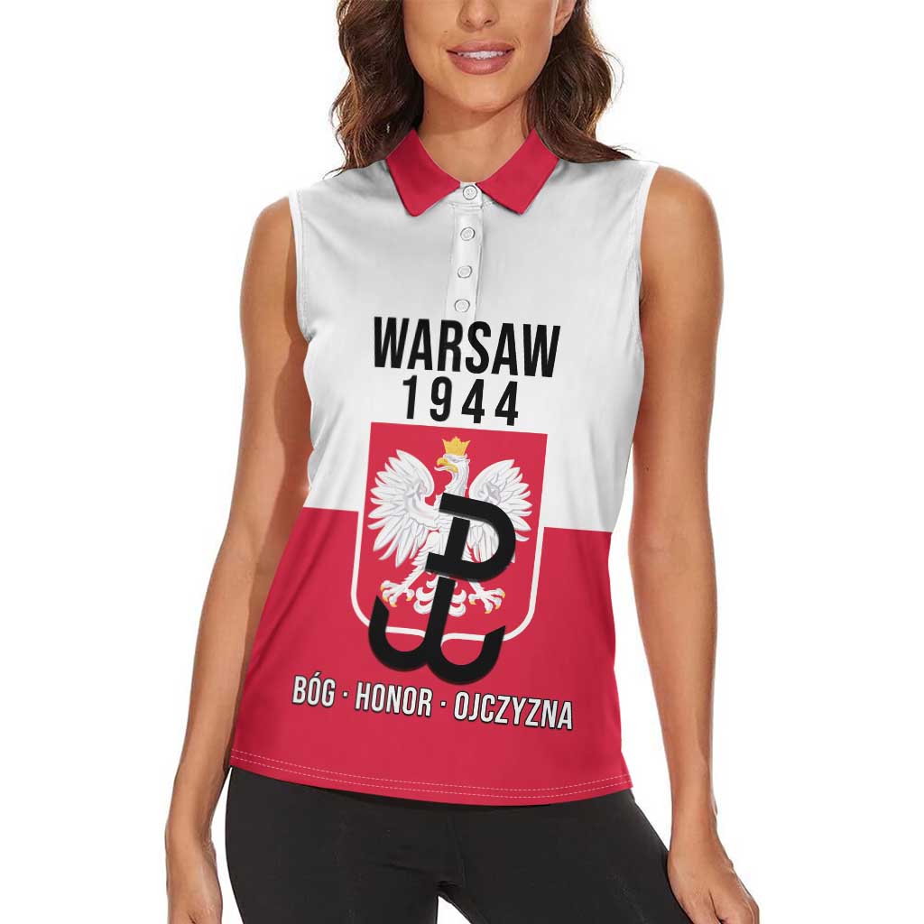 Personalized Warsaw Uprising 1944 Poland Women Sleeveless Polo Shirt White Eagle Kotwica Bóg Honor Ojczyzna
