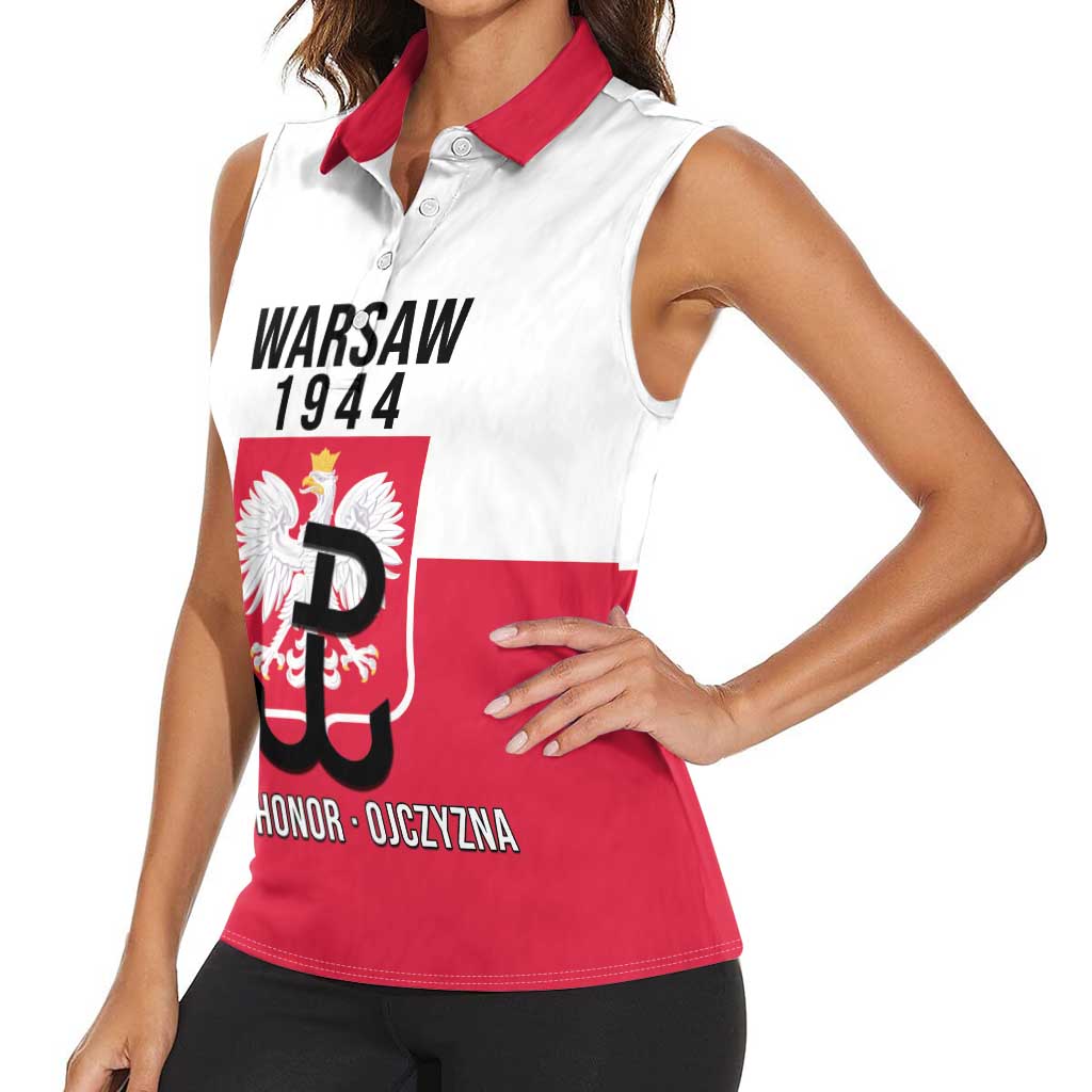 Personalized Warsaw Uprising 1944 Poland Women Sleeveless Polo Shirt White Eagle Kotwica Bóg Honor Ojczyzna