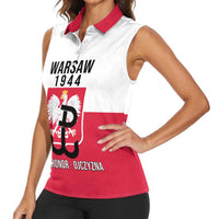 Personalized Warsaw Uprising 1944 Poland Women Sleeveless Polo Shirt White Eagle Kotwica Bóg Honor Ojczyzna