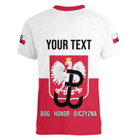 Personalized Warsaw Uprising 1944 Poland Women V-Neck T-Shirt White Eagle Kotwica Bóg Honor Ojczyzna