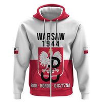 Personalized Warsaw Uprising 1944 Poland Zip Hoodie White Eagle Kotwica Bóg Honor Ojczyzna