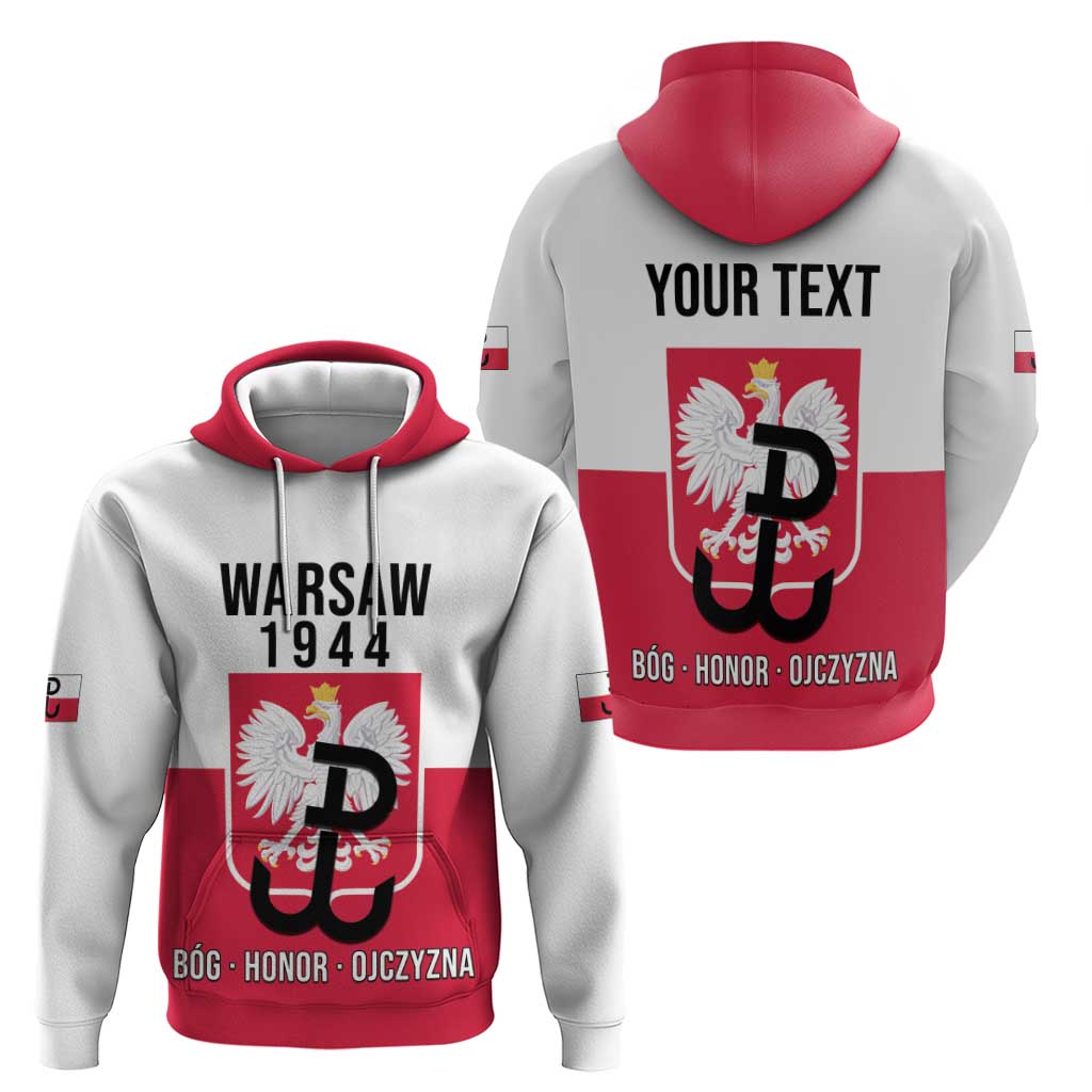 Personalized Warsaw Uprising 1944 Poland Zip Hoodie White Eagle Kotwica Bóg Honor Ojczyzna