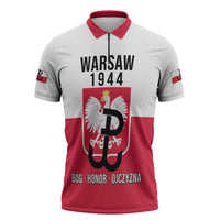 Personalized Warsaw Uprising 1944 Poland Zipper Polo Shirt White Eagle Kotwica Bóg Honor Ojczyzna