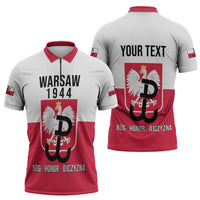 Personalized Warsaw Uprising 1944 Poland Zipper Polo Shirt White Eagle Kotwica Bóg Honor Ojczyzna