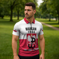 Personalized Warsaw Uprising 1944 Poland Zipper Polo Shirt White Eagle Kotwica Bóg Honor Ojczyzna