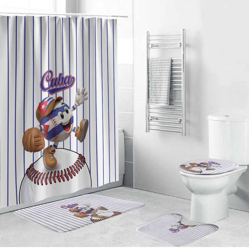 Cuba Baseball Bathroom Set Cuban Flag Mascot Design